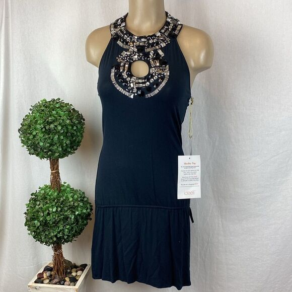 Ed Hardy Black Rhinestone Halter Sleeveless Mini Dress NEW S - Picture 2 of 9